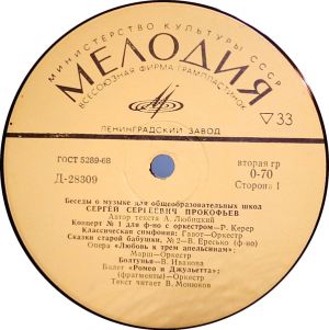 Сергей Сергеевич Прокофьев - Беседы О Музыке Для Общеобразовательных Школ (1970)