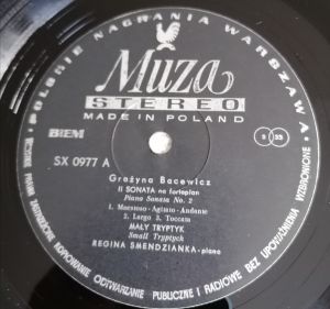 Grażyna Bacewicz / Regina Smendzianka - Regina Smendzianka Plays Piano Works By Grażyna Bacewicz (1973)