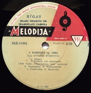 J. Karosas / LTSR Valst. Filharmonijos Styg. Kvartetas - 2-sis Styginis Kvartetas (1963)